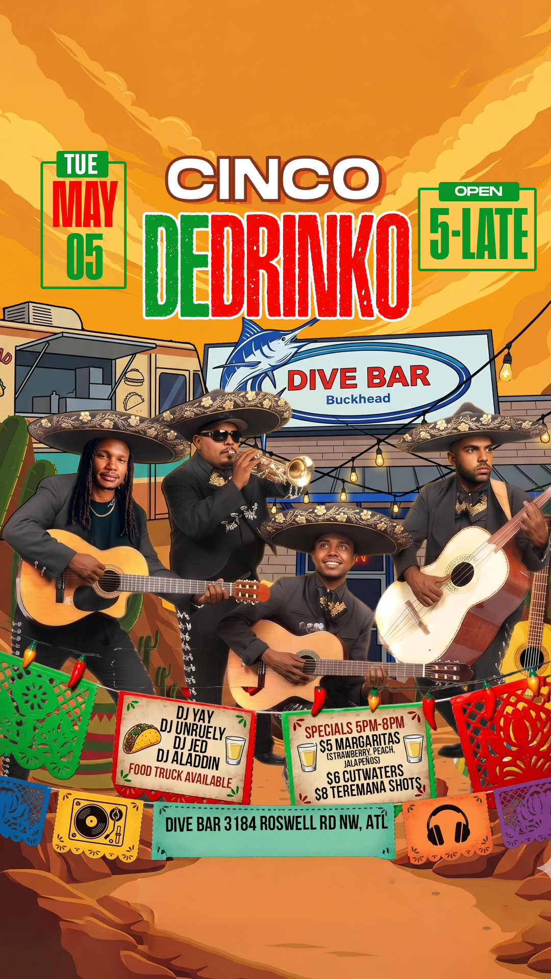 Cinco De Drinko At Dive Bar flyer