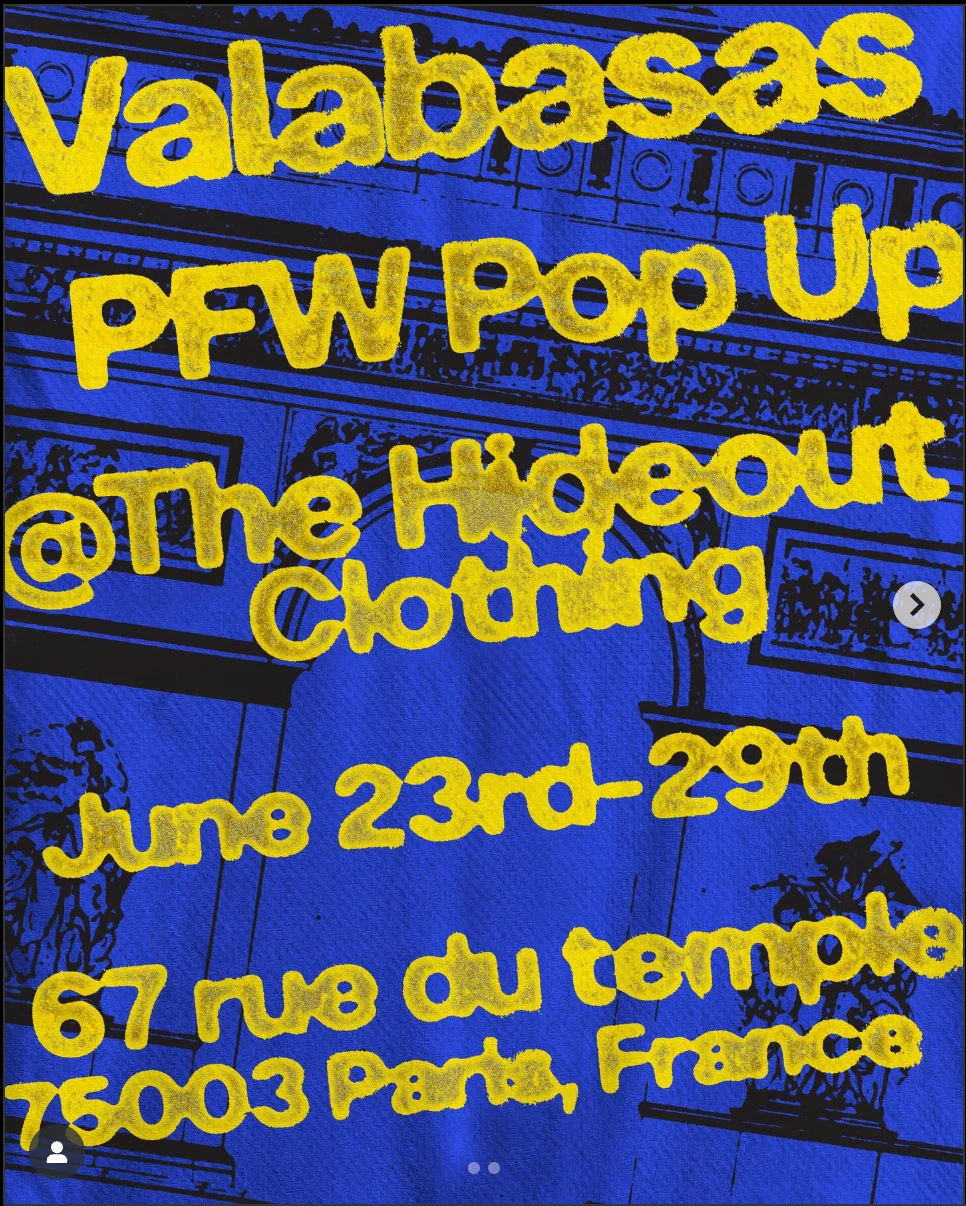  Pop-Up Valabasas x The Hideout Clothing  Affiche 