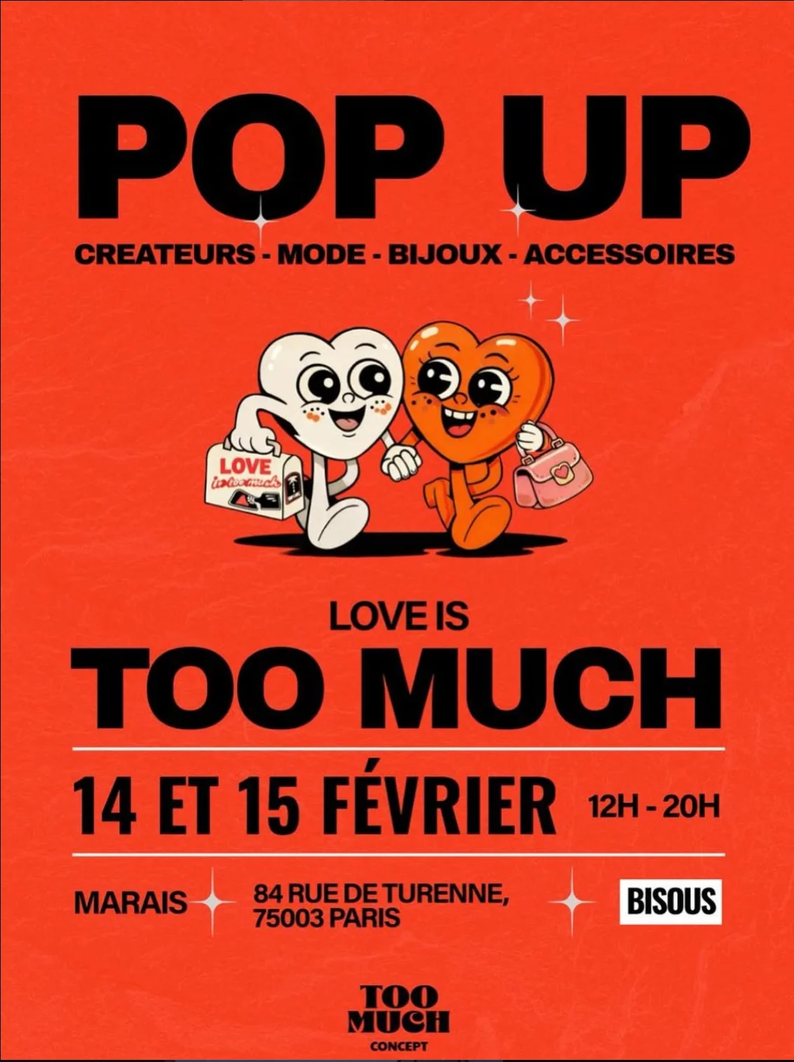 LOVE is TOO MUCH — pop‑up créateurs & DJ set (spécial Saint‑Valentin) au Marais
