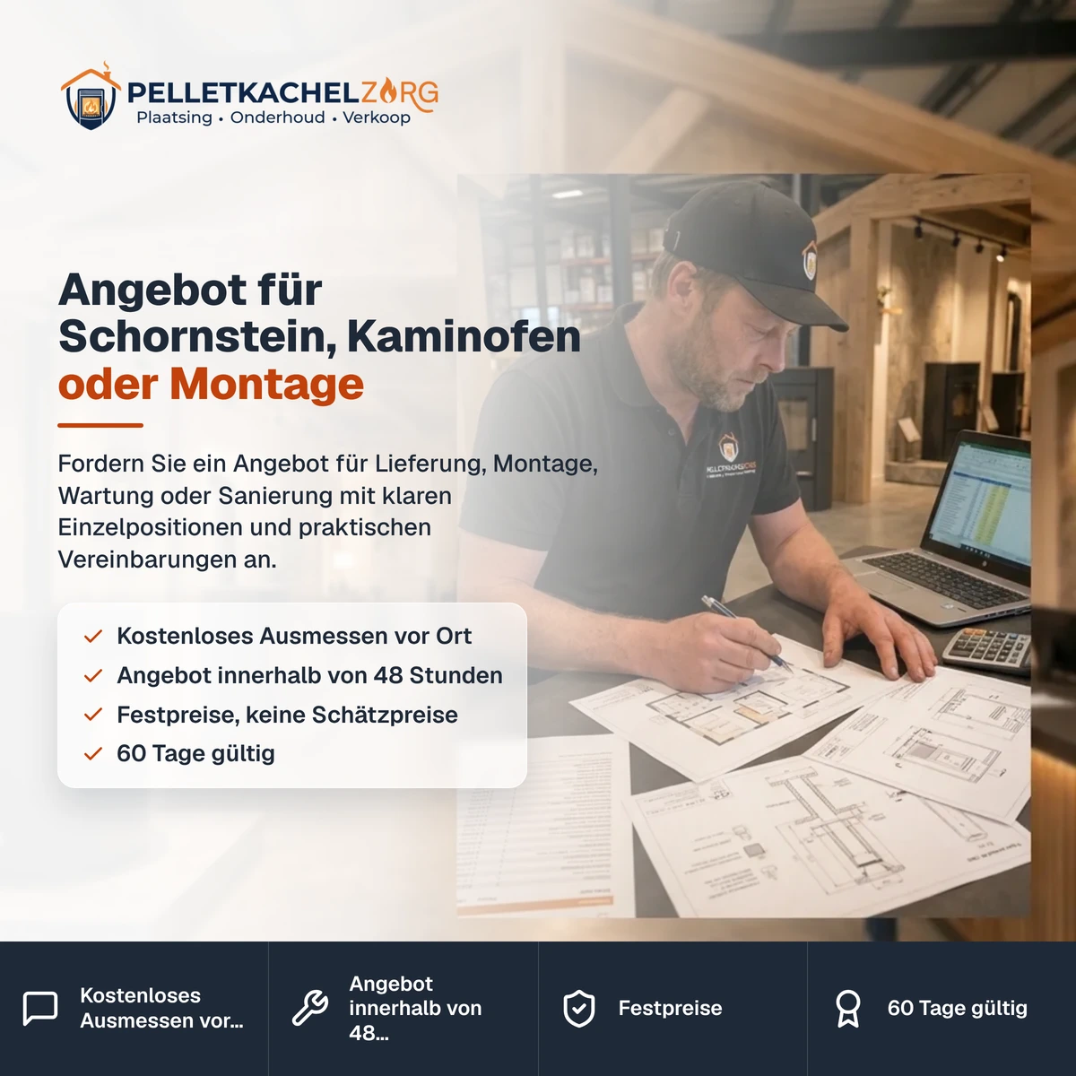 Angebot für Schornstein, Kaminofen oder Montage