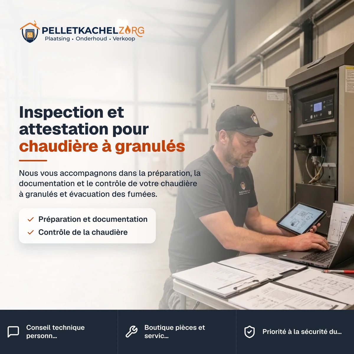Inspection et attestation pour chaudière à granulés