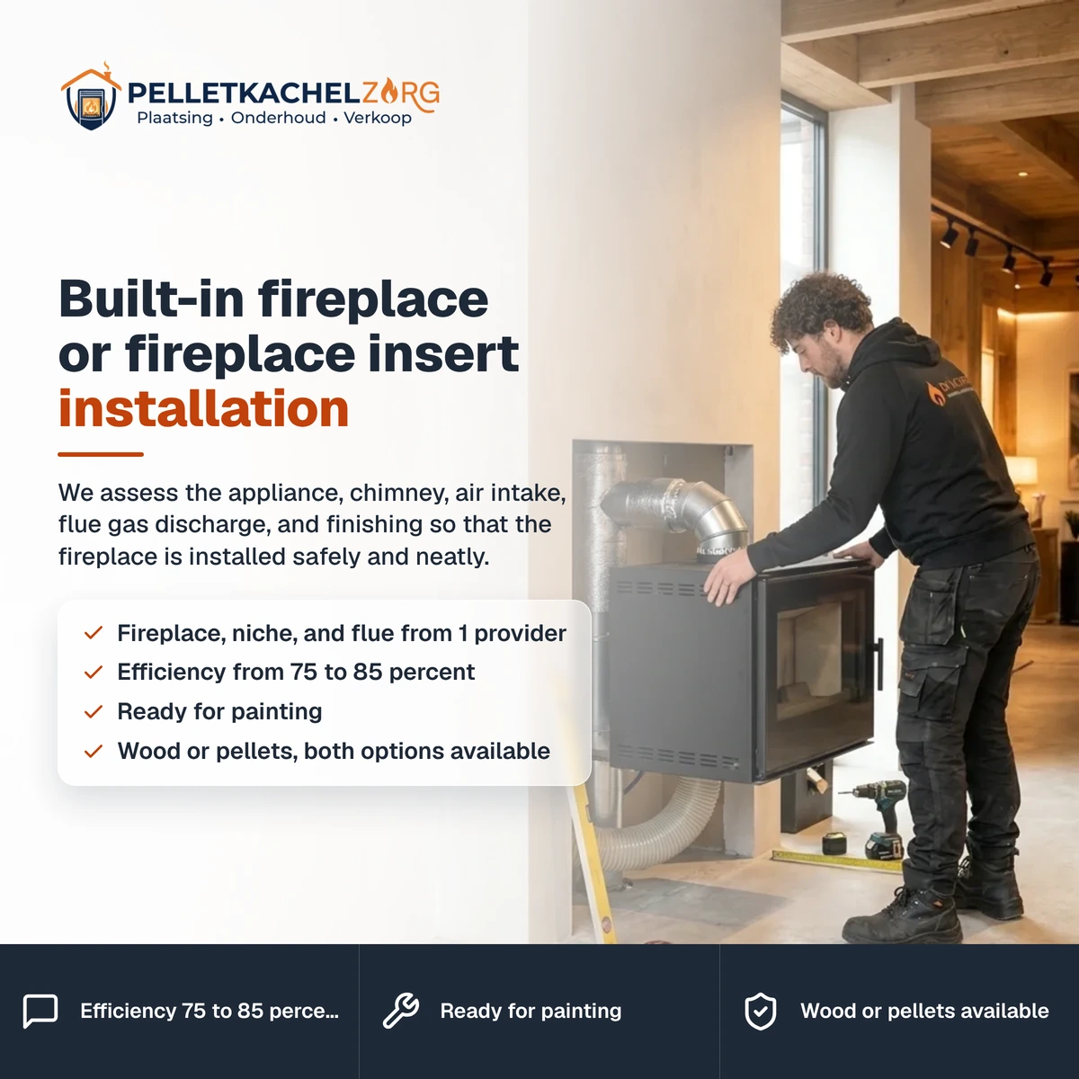 Built-in fireplace or fireplace insert installation