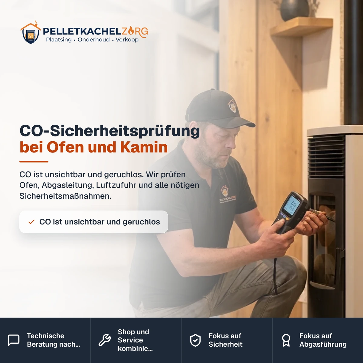 CO-Sicherheitsprüfung bei Ofen und Kamin