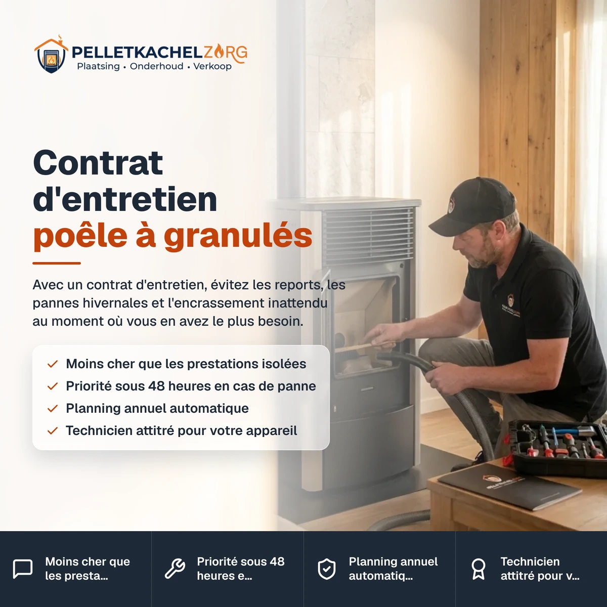 Contrat d'entretien poêle à granulés