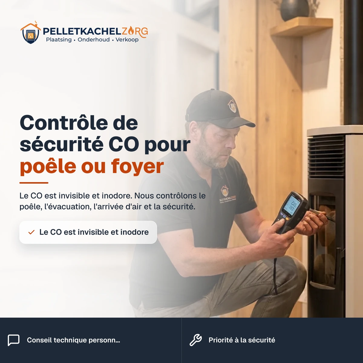 Contrôle de sécurité CO pour poêle ou foyer