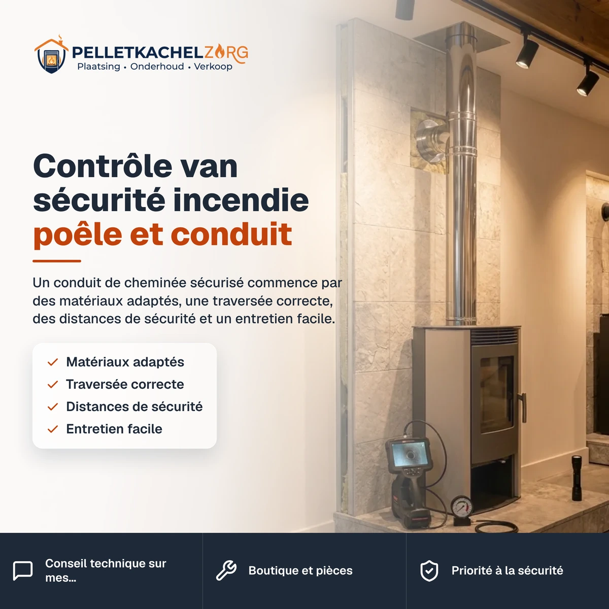 Contrôle van sécurité incendie poêle et conduit