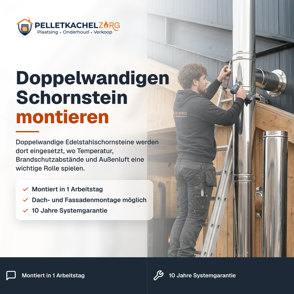 Doppelwandigen Schornstein montieren