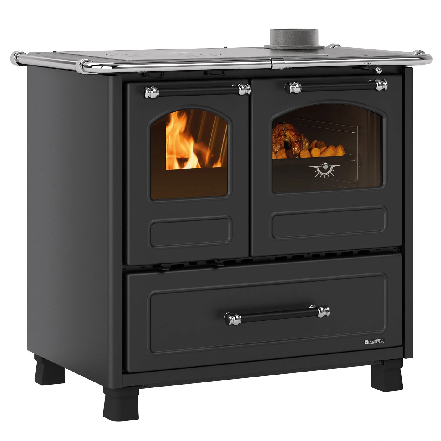 Wood Cookstove La Nordica Family.16 4,5 - 7.5 kW - Houtfornuis la nordica family 16 4 5 7 5 kw zwart