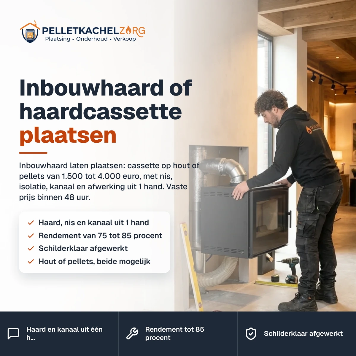 Inbouwhaard of haardcassette plaatsen