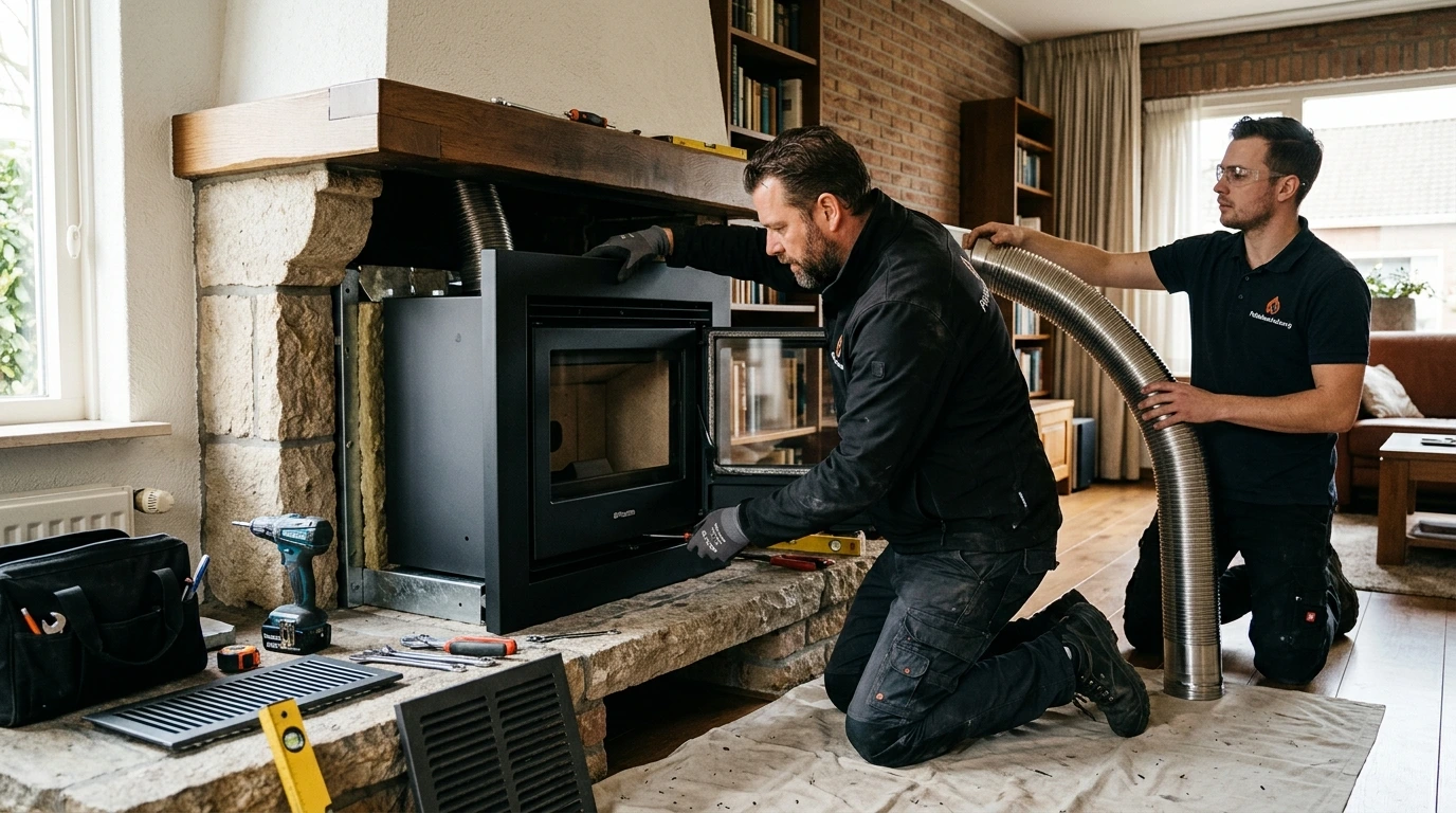 Inbouw pelletkachel installatie
