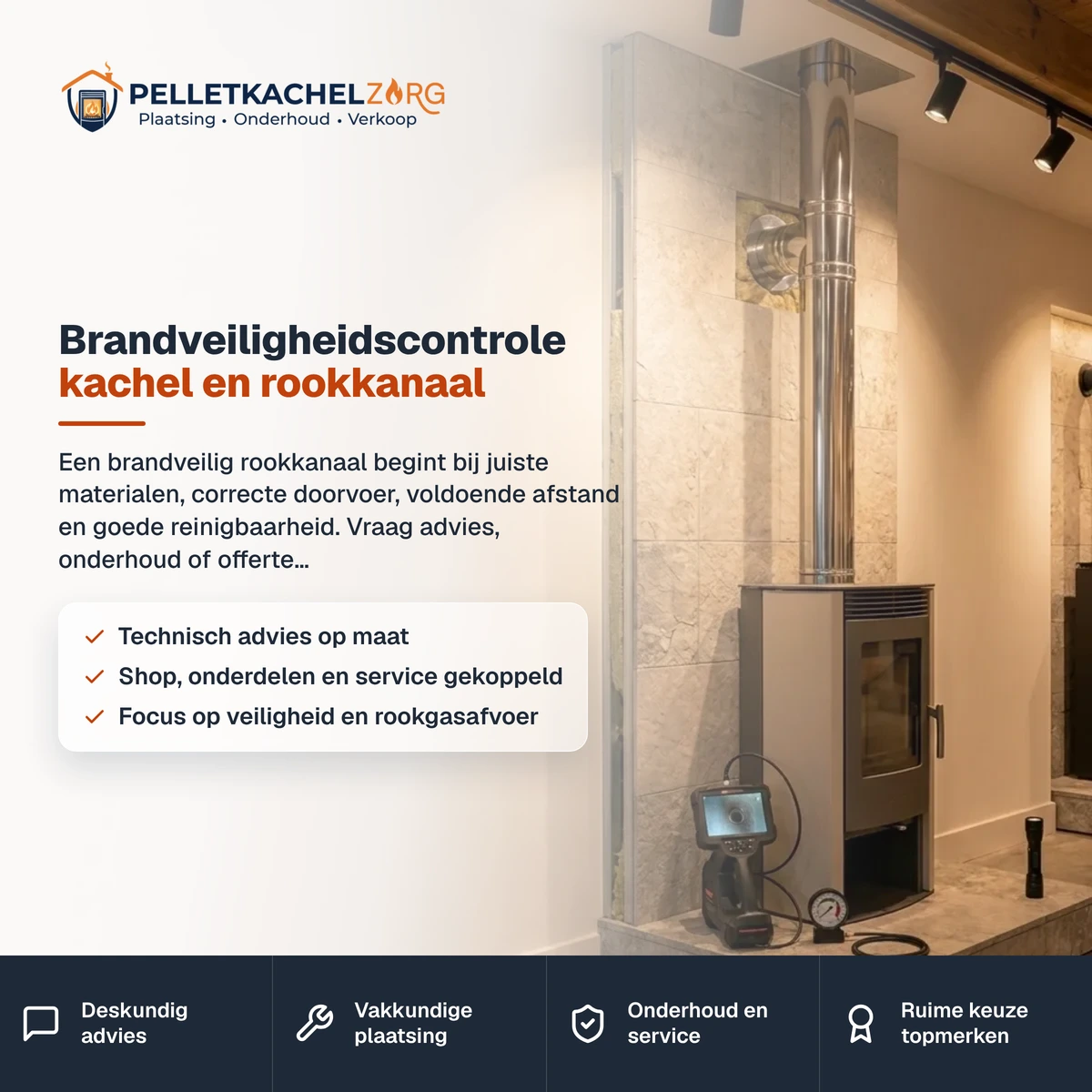 Brandveiligheidscontrole kachel en rookkanaal