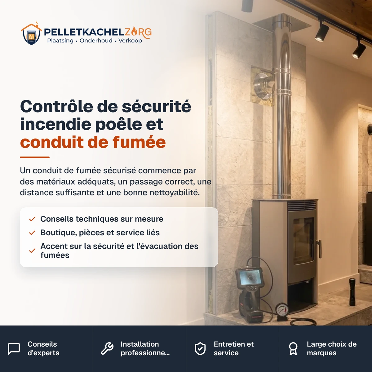 Contrôle de sécurité incendie poêle et conduit de fumée