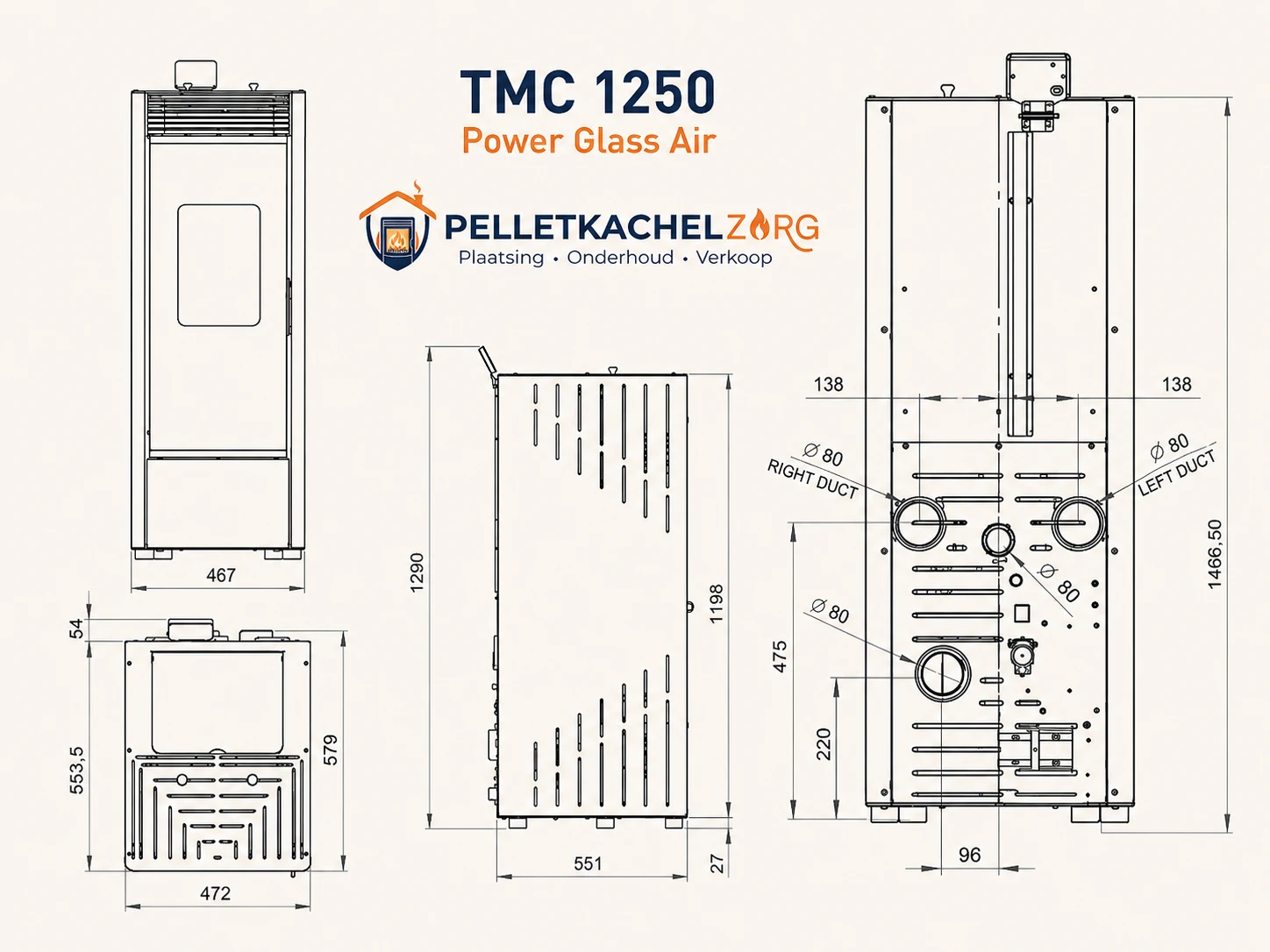 Pelletkachel TMC 1250 Power Glass Air – 12 kW – 9