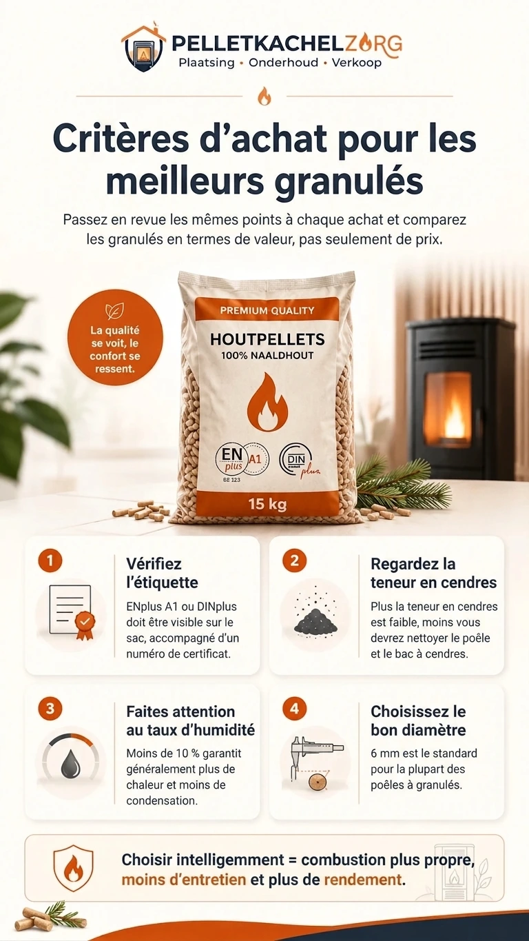Critères d'achat pour les meilleurs pellets en un coup d'œil