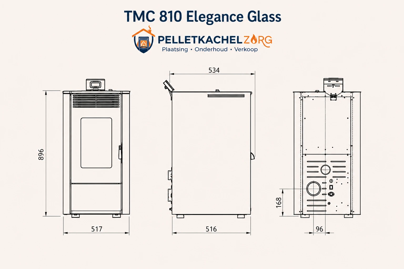 Pelletkachel TMC 810 Glass – 8,14 kW – 4