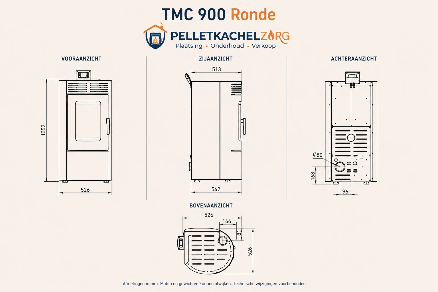 Pelletkachel TMC 900 Ronde – 9,0 kW – 4