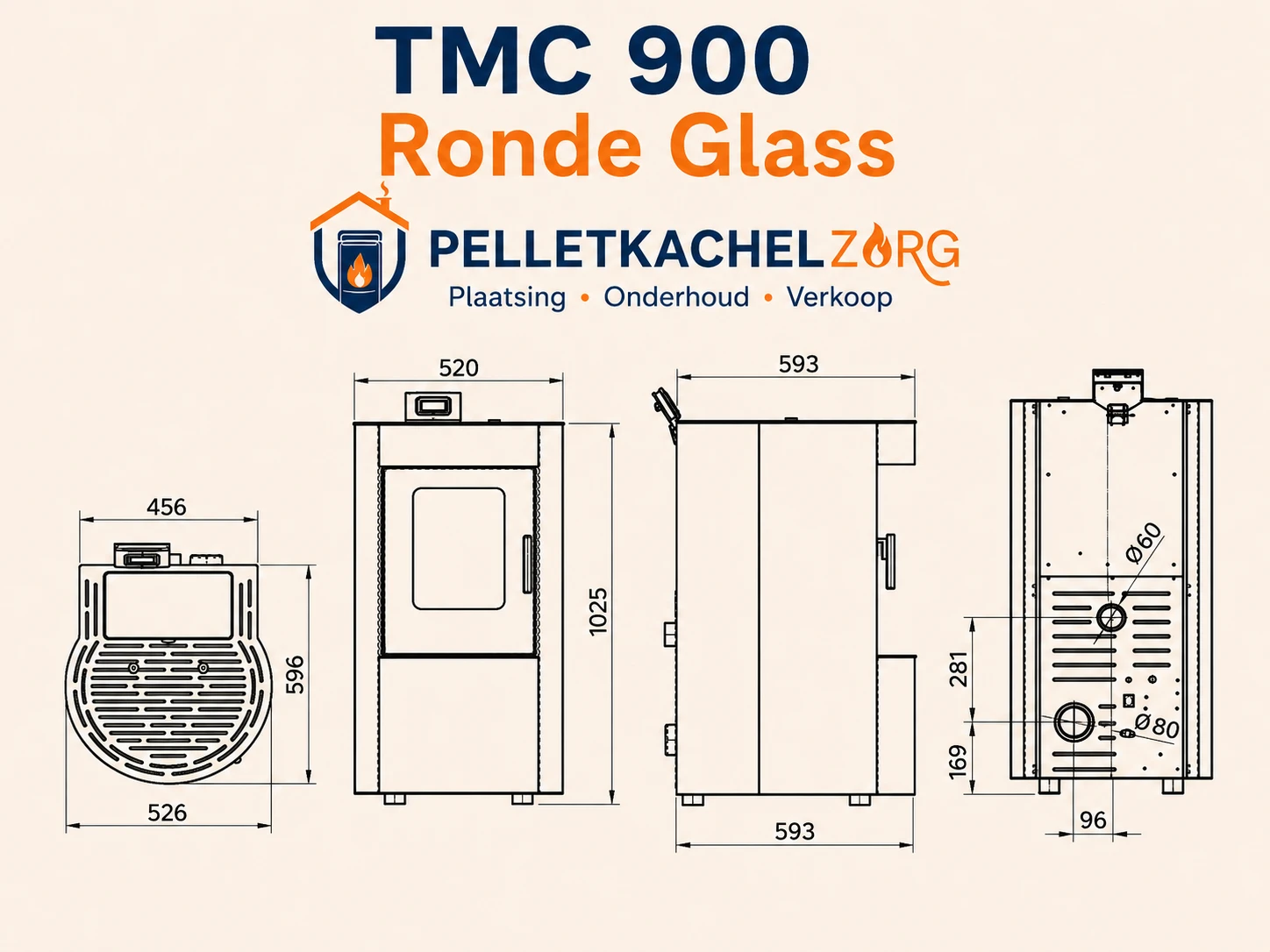 Pelletkachel TMC 900 Ronde Glass – 9,0 kW – 5