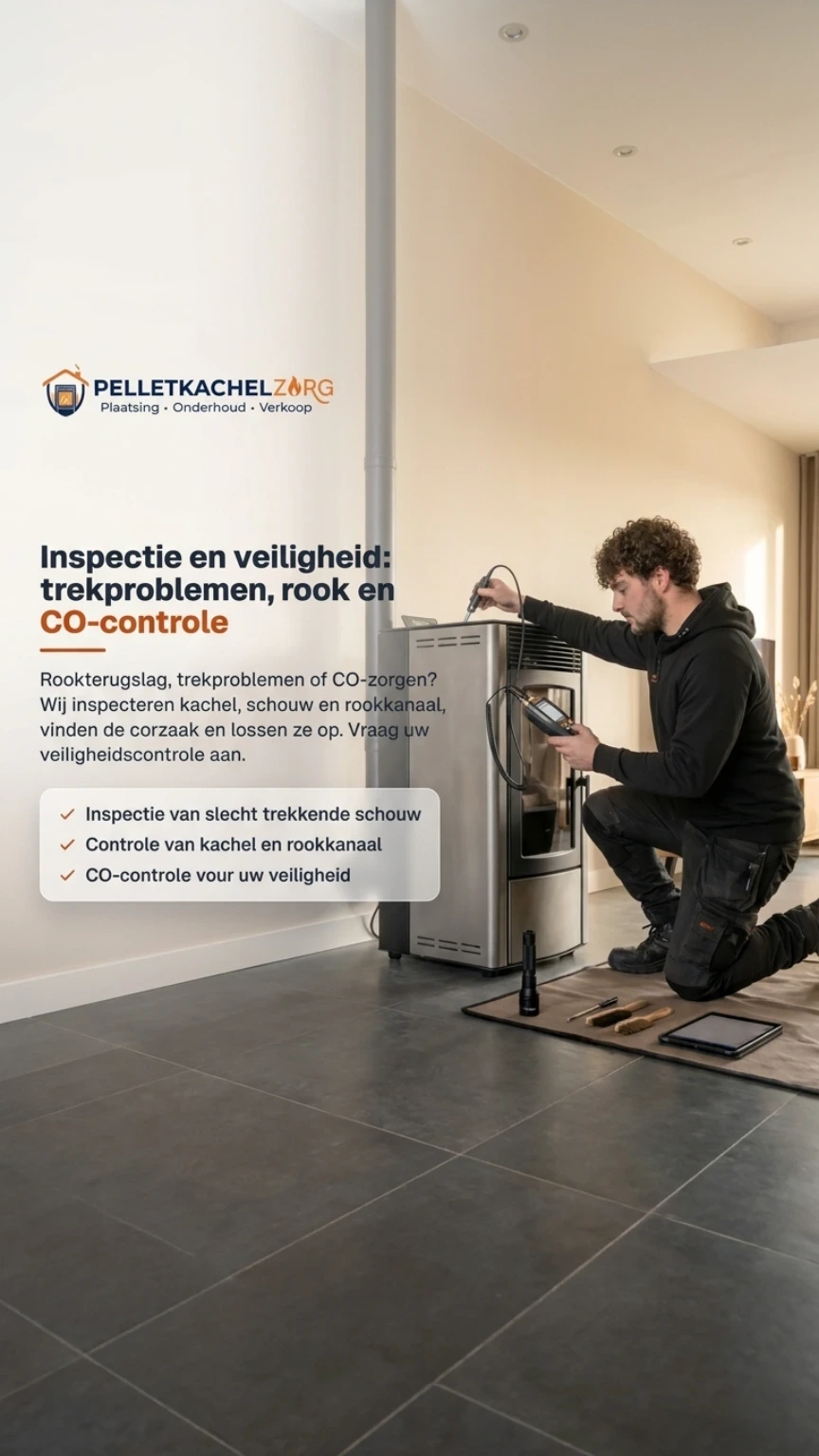 Inspectie en veiligheid: trekproblemen, rook en CO-controle