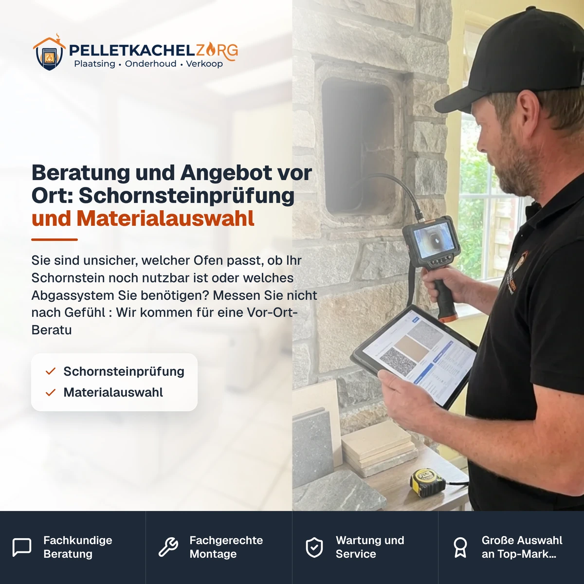 Beratung und Angebot vor Ort: Schornsteinprüfung und Materialauswahl