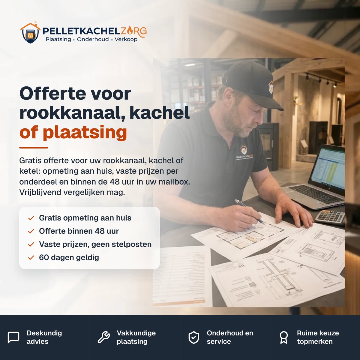 Offerte voor rookkanaal, kachel of plaatsing