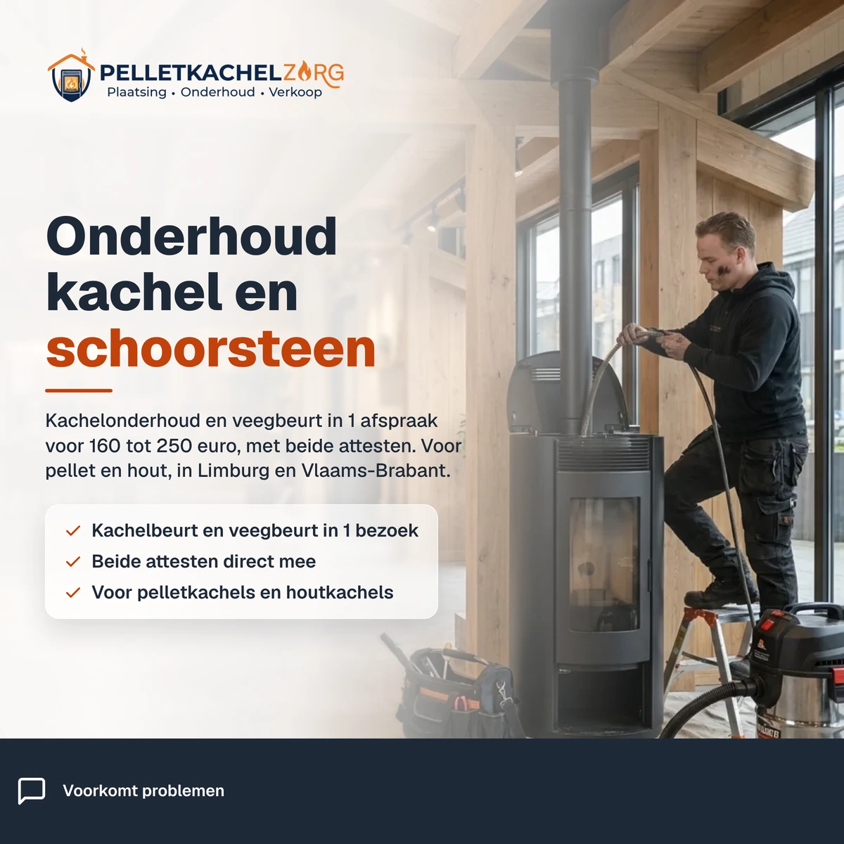 Jaarlijks onderhoud kachel en rookkanaal