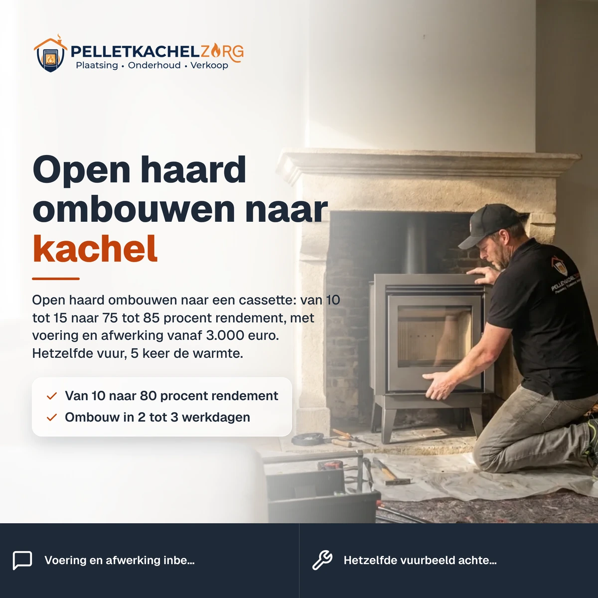 Open haard ombouwen naar kachel