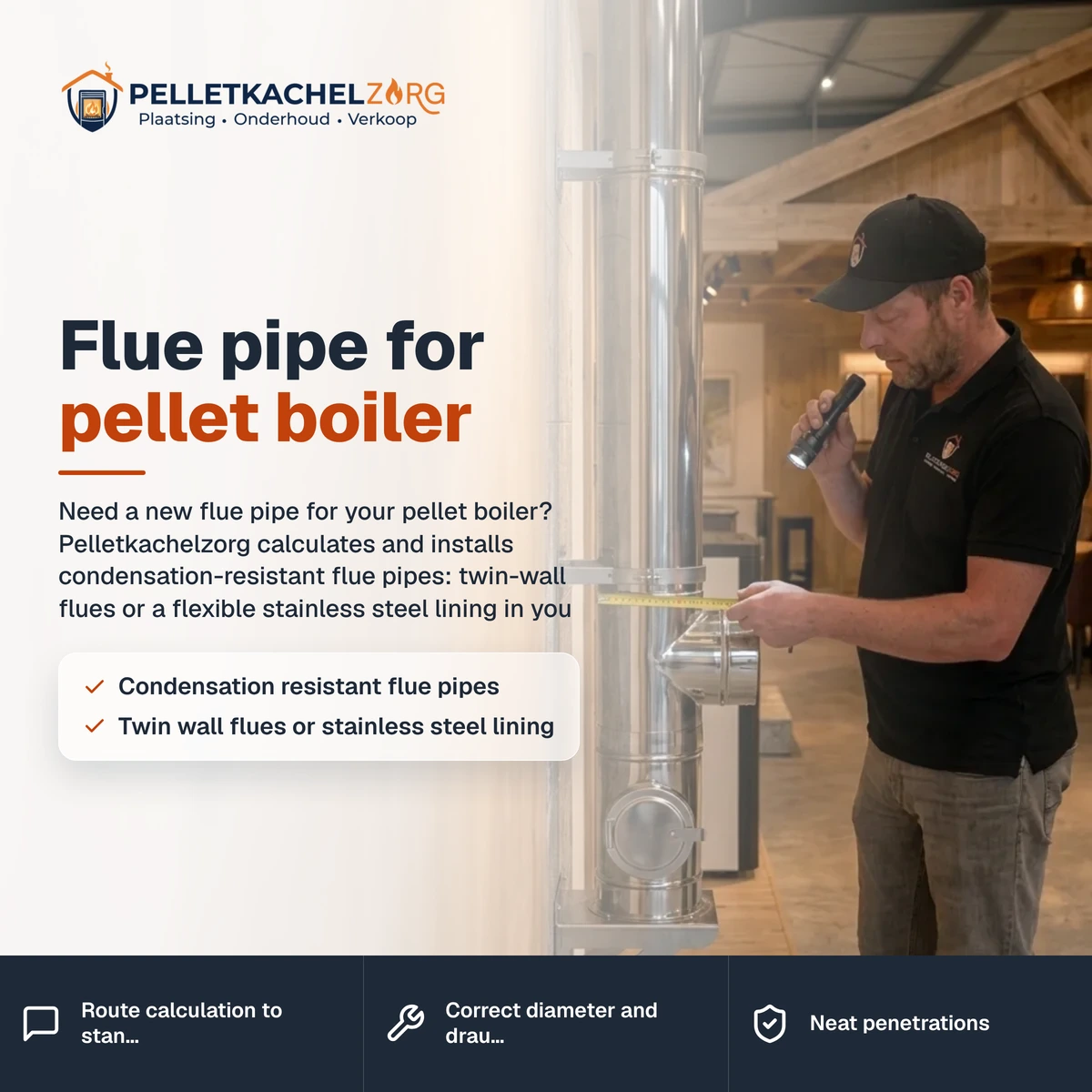 Flue pipe for pellet boiler