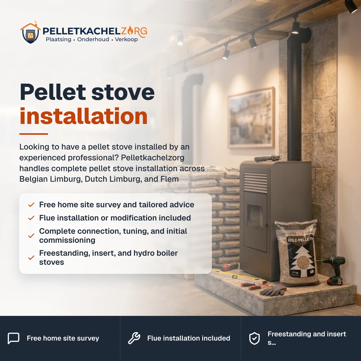 Pellet stove installation