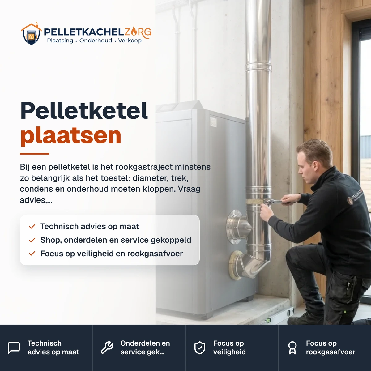 Pelletketel plaatsen