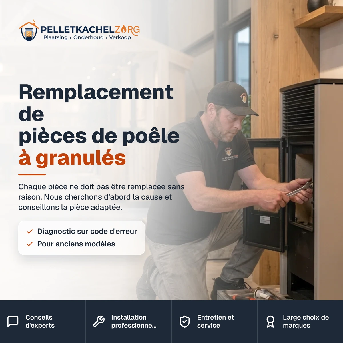 Remplacement de pièces de poêle à granulés