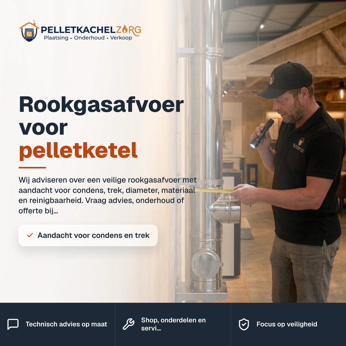 Rookgasafvoer voor pelletketel