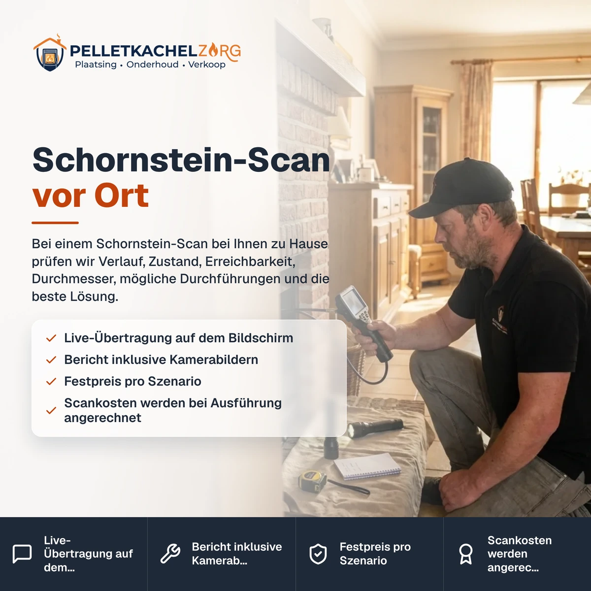 Schornstein-Scan vor Ort