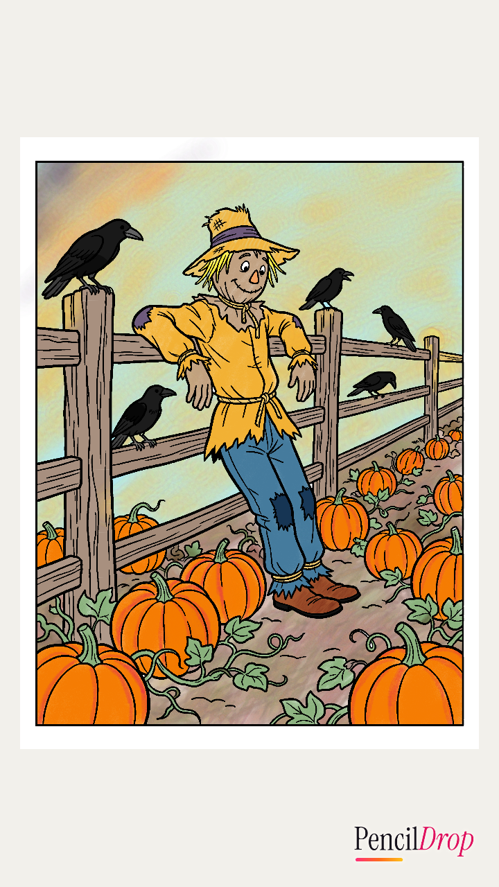 Studio's A scarecrow in a pumpkin patch