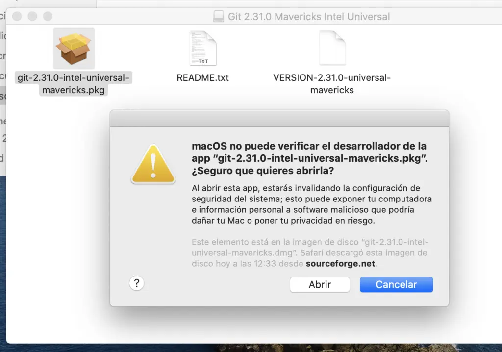 Git ejecutar sin seguridad