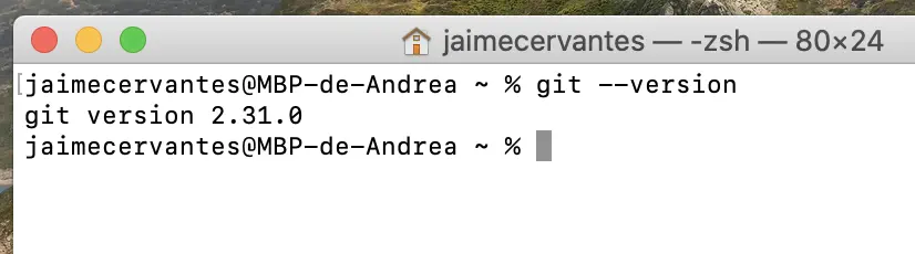 Git verificar instalaci贸n en terminal