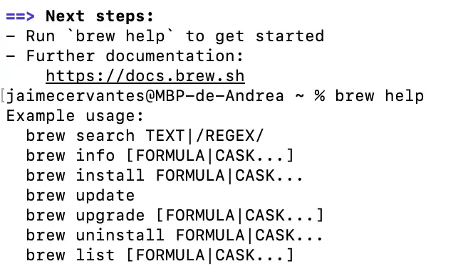 Hombrew instalado