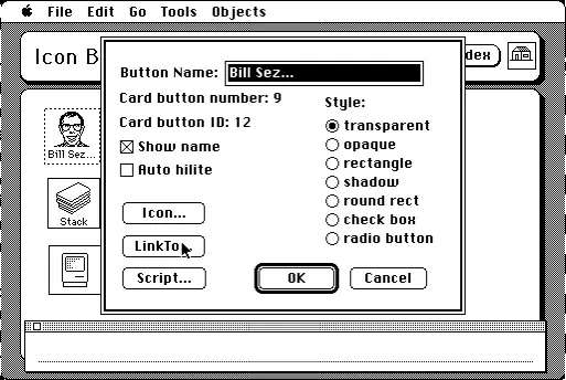 IDE HyperCard agregar un botón