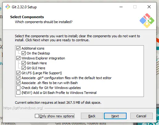 Instalaci贸n Git, configuraciones por defecto (recomendadas)