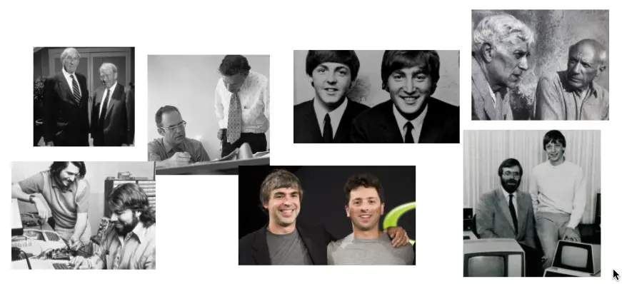 Parejas de inventores, músicos, pintores y emprendedores