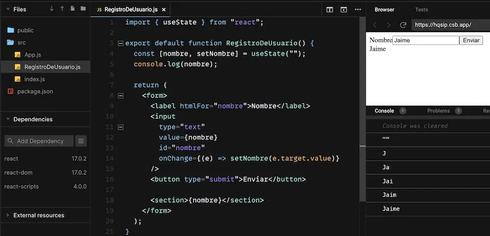 Renderizados por useState Renderizados por useState input Nombre