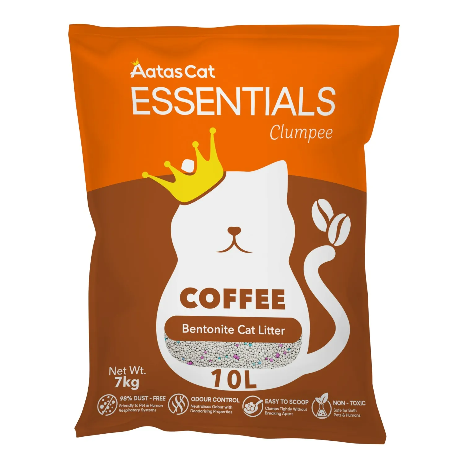 Cát Đất Sét Aatas Essentials Cho Mèo Hương Cafe Bịch 10L