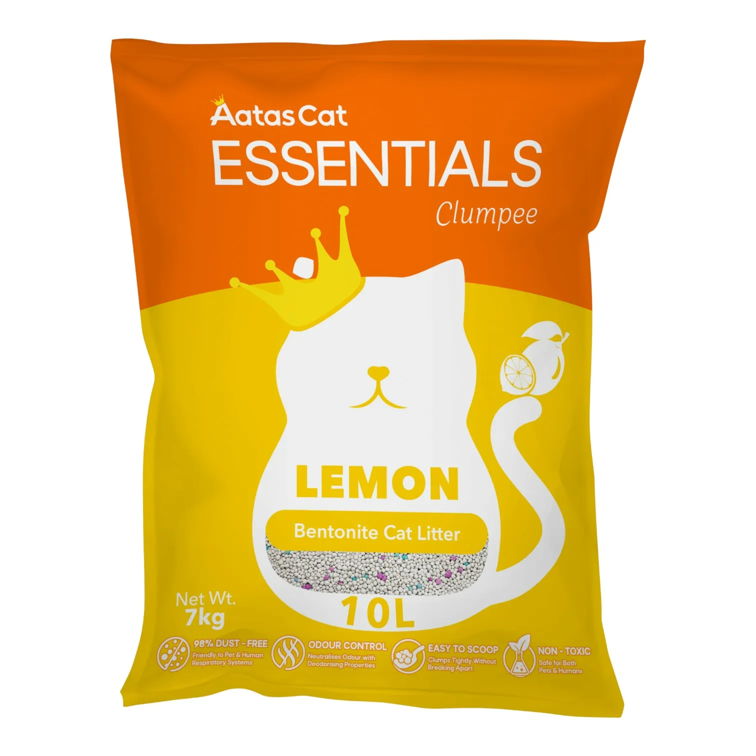 Cát Đất Sét Aatas Essentials Cho Mèo Hương Chanh Bịch 10L