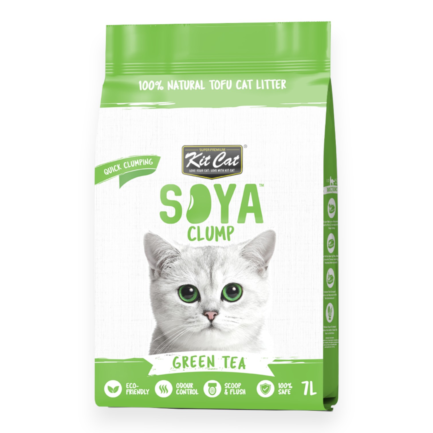 Cát Đậu Nành Kit Cat Cho Mèo Trà Xanh Bịch 7L - Green Tea