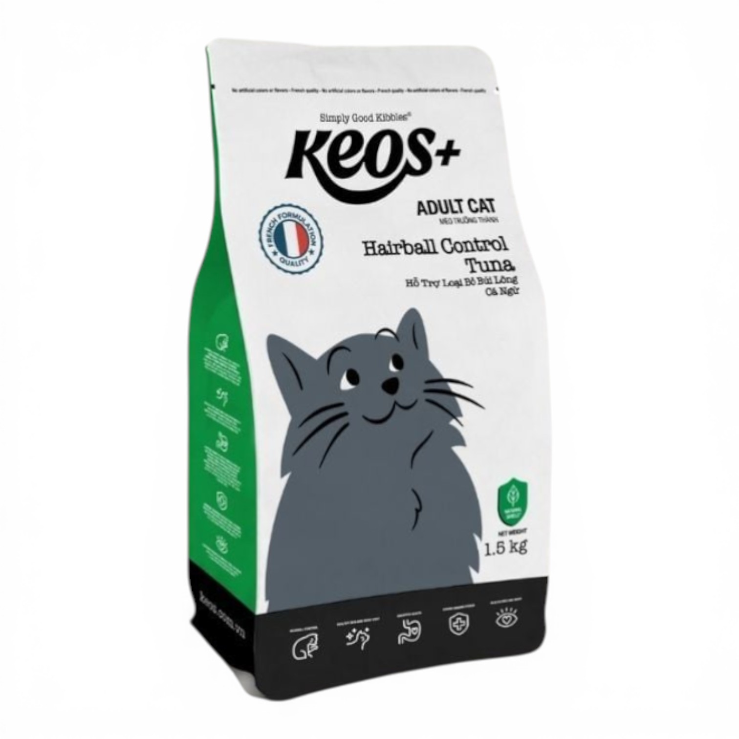 Hạt Keos Cho Mèo Trưởng Thành Với Công Thức Hỗ Trợ Loại Bỏ Búi Lông Bịch 1.5kg