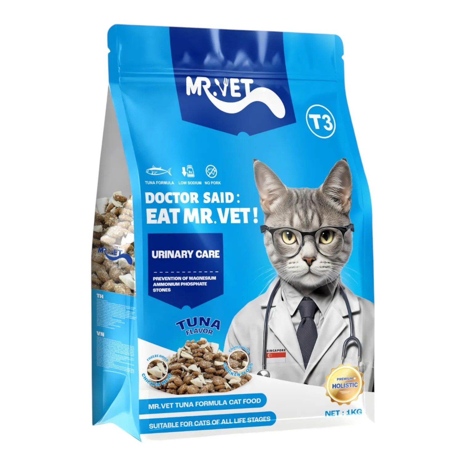 Hạt Mr.Vet T3 Bịch 1kg cho Mèo