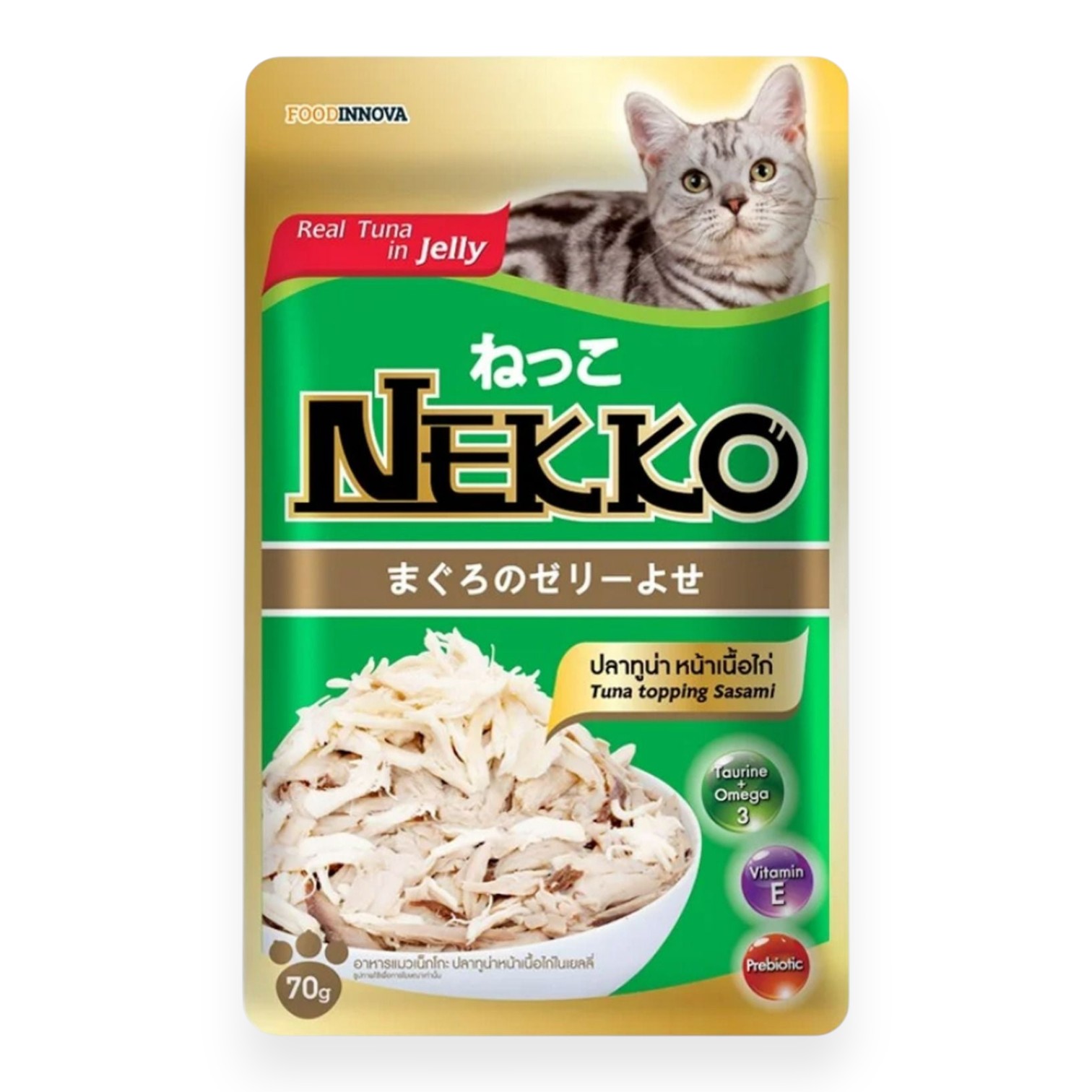 Pate Nekko Cho Mèo Vị Cá Ngừ Rắc Thịt Gà Dạng Thạch Gói 70g