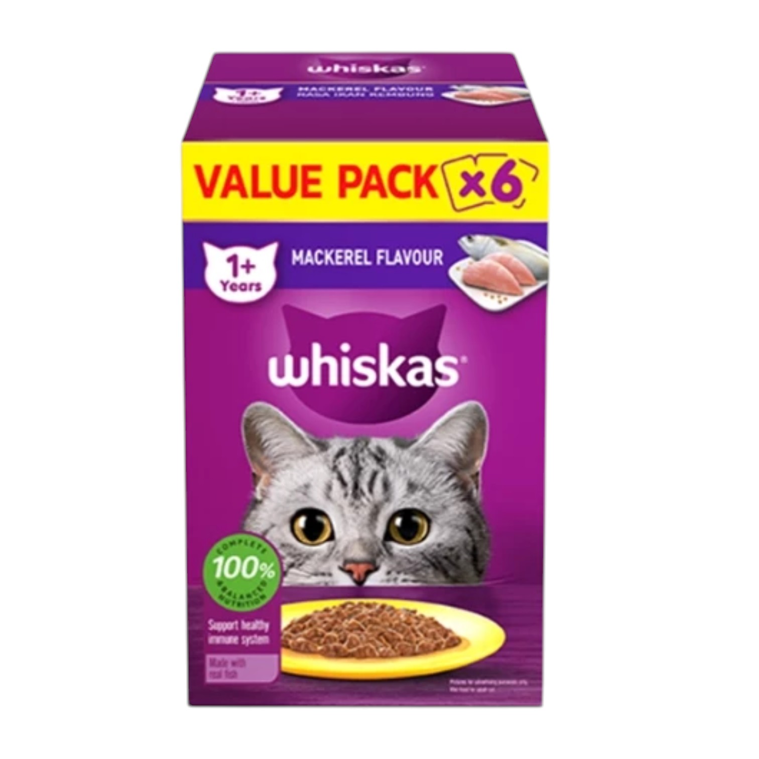 (Hộp 6 Gói x 80g) Pate Whiskas Cho Mèo Trưởng Thành Vị Cá Thu