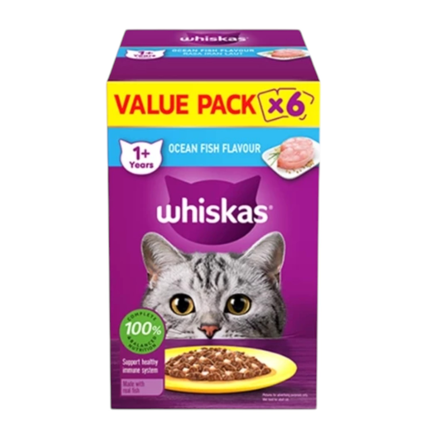 (Hộp 6 Gói x 80g) Pate Whiskas Cho Mèo Trưởng Thành Vị Cá Biển