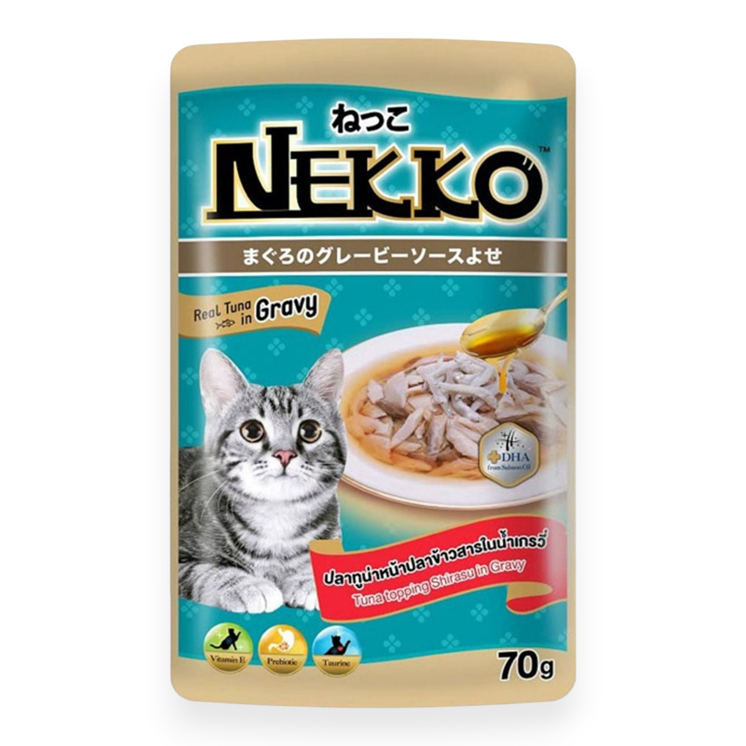 Pate Nekko Cho Mèo Vị Cá Ngừ Rắc Cá Cơm Sữa Dạng Sốt Gói 70g