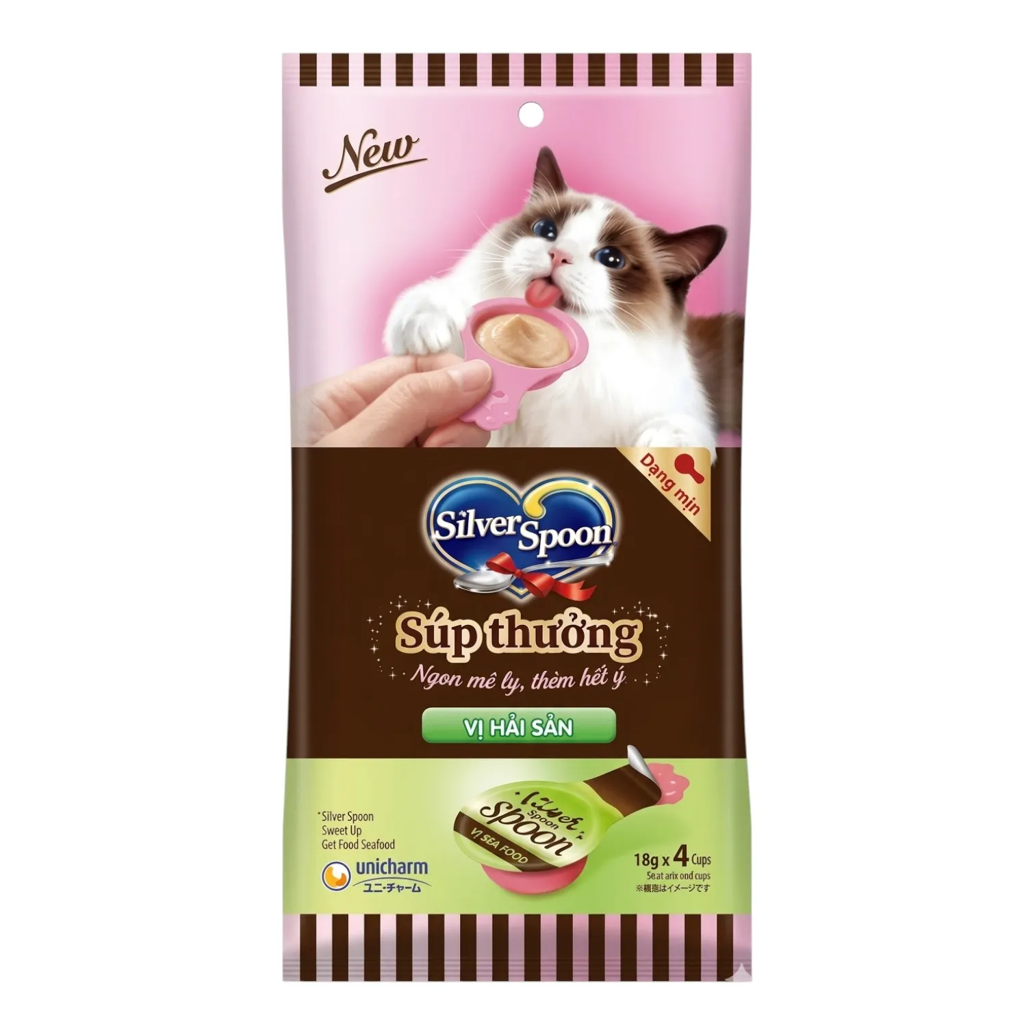 Súp Thưởng Silver Spoon Cho Mèo Dạng Thìa (4X10G) Gói 40g